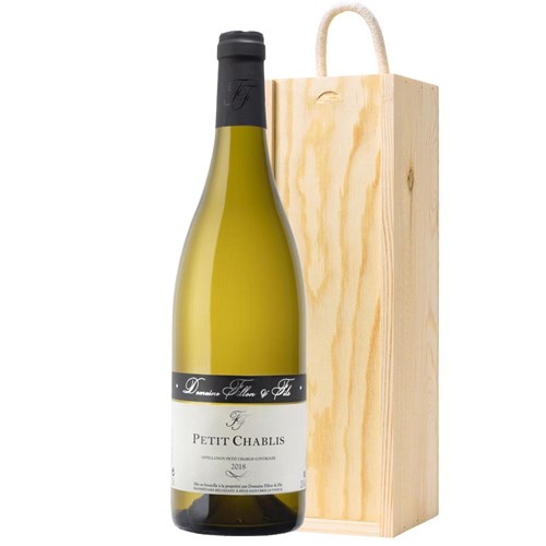 Domaine Fillon Petit Chablis 75cl White Wine in Wooden Sliding lid Gift Box
